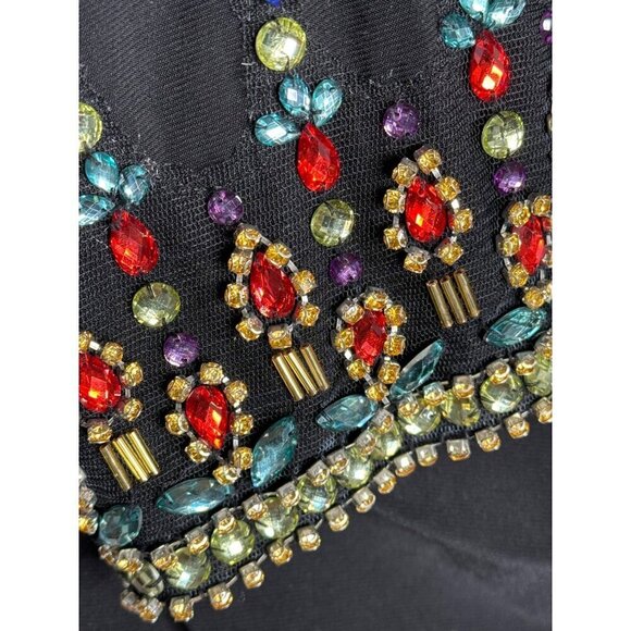 MAC DUGGAL Maxi Gown Dress Black Beaded Cuff Off Shoulder Jersey Stretch Size 16 - Picture 8 of 8